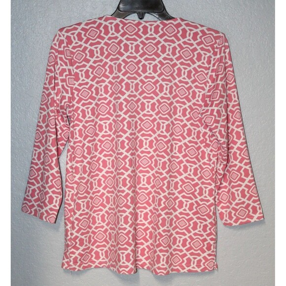 Anthony's Resort Wear V Neck Stretch Top 3/4 Sleeve SMALL (LuLu-B Made) Pink - Picture 2 of 4